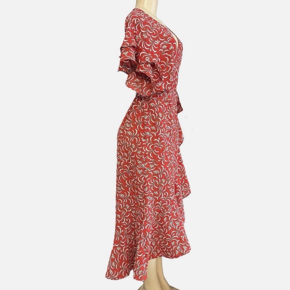 Max Studio Ruffle Crepe High/Low Wrap Midi Dress - Picture 6 of 15